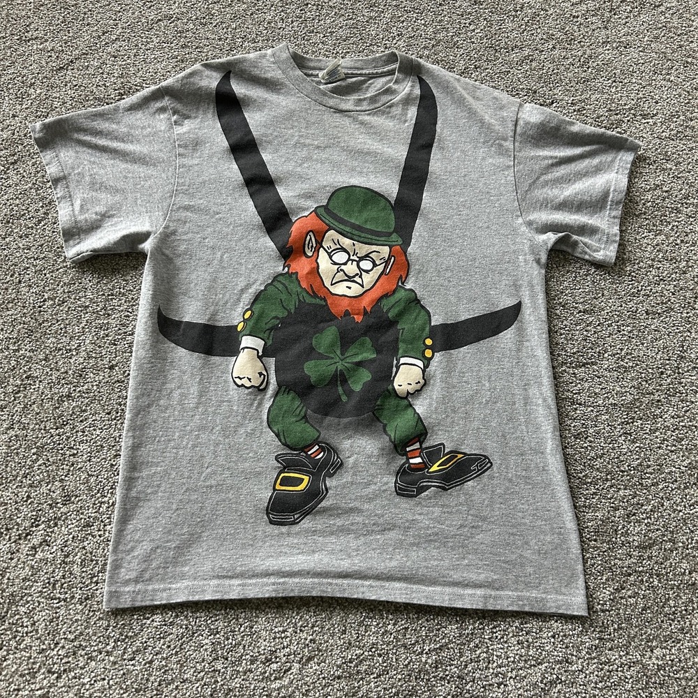 Delta Pro Weight Shirt Mens L Gray Leprechaun Tee T-Shirt St Patricks Day